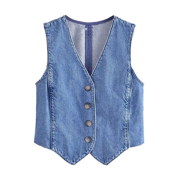 Women's Denim Vest Fashion Denim Sleeveless Vests For Women Carousel 1