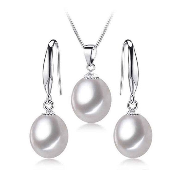 925 Sterling Silver White Pearl Jewellery Set "Addison" Carousel 1