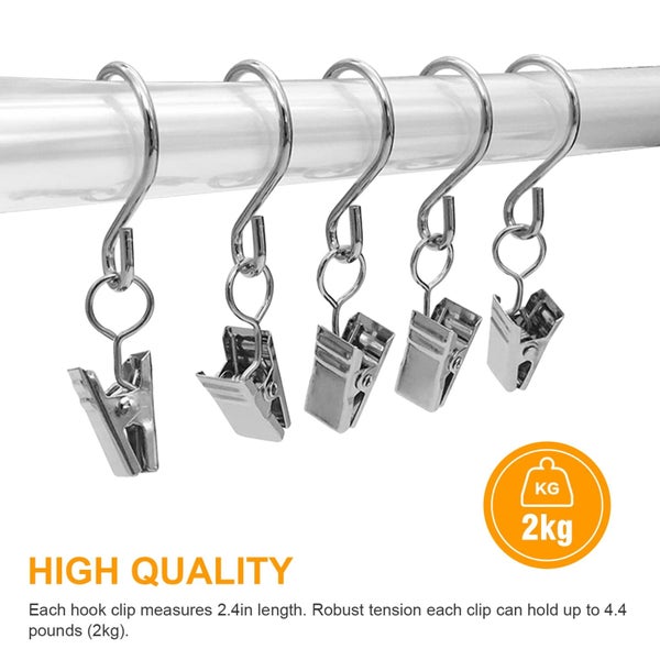 25pcs Curtain Clips with S Hooks, Stainless Steel Gutter Hanging Clamp for Carousel 9
