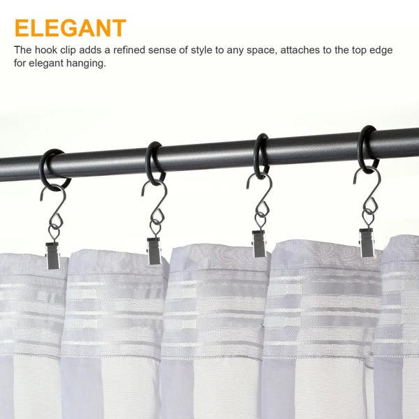 25pcs Curtain Clips with S Hooks, Stainless Steel Gutter Hanging Clamp for Carousel 2