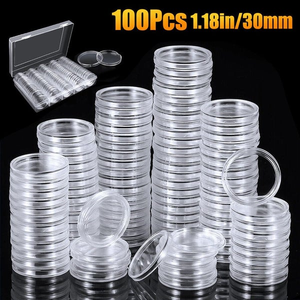 100Pcs 30mm Coin Holder Capsules Case for Silver Gold Dollar Display Storag Carousel 2
