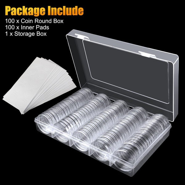 100Pcs 30mm Coin Holder Capsules Case for Silver Gold Dollar Display Storag Carousel 9