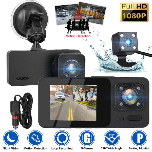 1080P HD Car Dual Lens Dash Cam Front/Rear/Inside Video Recorder Camera G-s Carousel 1