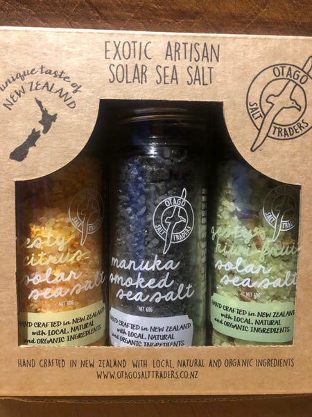 Gift Pack, Zest Citrus Solar Sea Salt, Manuka Smoked Salt, Kiwi Fruit Salt Carousel 1
