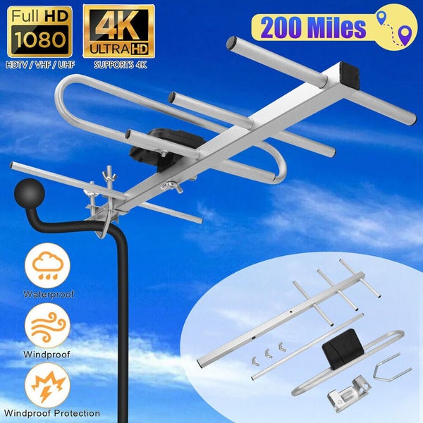 4K 1080P HDTV Outdoor TV Antenna Digital Amplified 360 Receive UHF VHF 200 Carousel 1