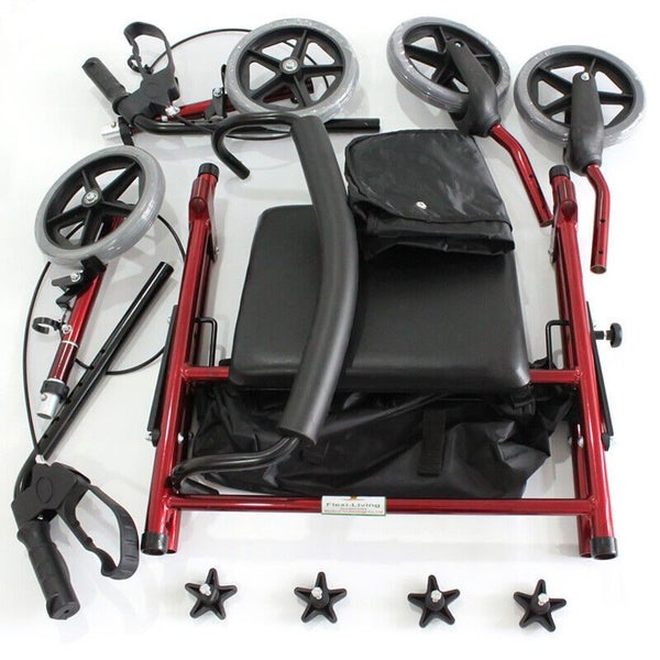 Lightweight Aluminum Foldable Rollator Walking Frame Outdoor Walker Aid Mobility Carousel 7
