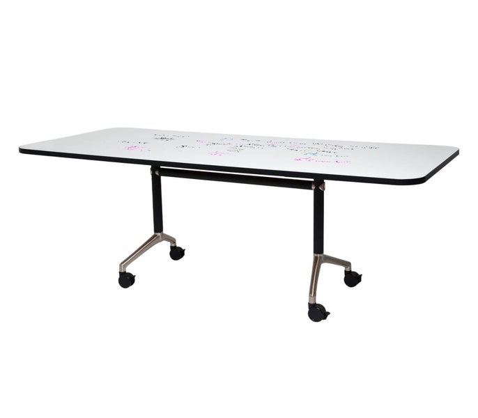 Porcelain Whiteboard Table with Flip Legs 900 x 1800mm - Magnetic Carousel 1