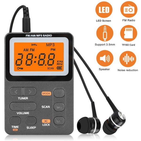 Portable AM FM Radio, Mini Digital Tuning Radio with Rechargeable Battery, Carousel 1