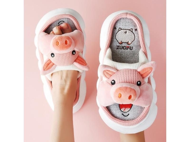 Funny Animals Bear Soft Platform Slippers For Girls Children Carousel 1