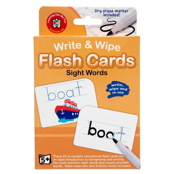 LCBF Write & Wipe Flashcards Sight Words With Marker Carousel 1