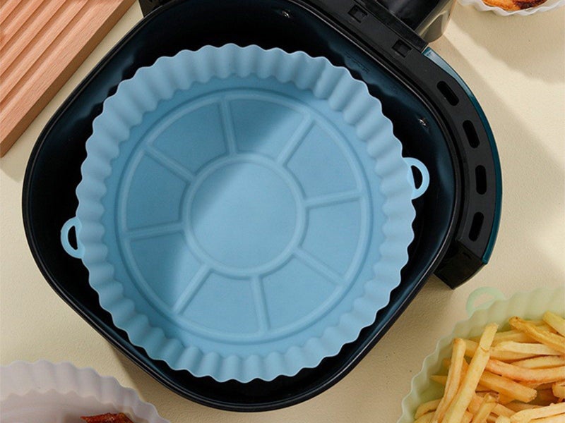 2Pcs FDA Certified Silicone Reusable Air Fryer Liner Baking Tray Mat - Blue Carousel 2