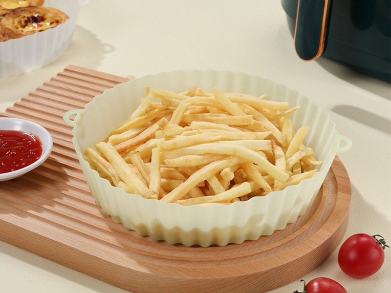 2Pcs FDA Certified Silicone Reusable Air Fryer Liner Baking Tray Mat - Green Carousel 2