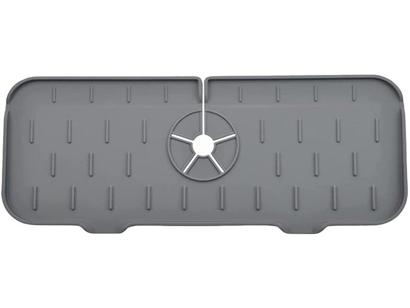 1Pc Kitchen Sink Splash Guard Silicone Faucet Water Splash Catcher Mat - Grey Carousel 1