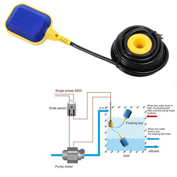 10M Float Switch Tank Water Level Controller Automatic Water Pump Regulator Carousel 7