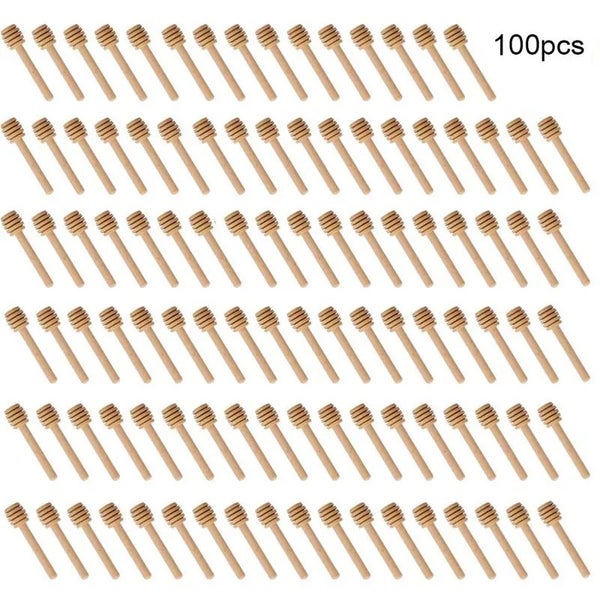 High Quality Honey Stir Bar Mixing Handle Jar Spoon Practical 100Pc Wood Dipper Carousel 2