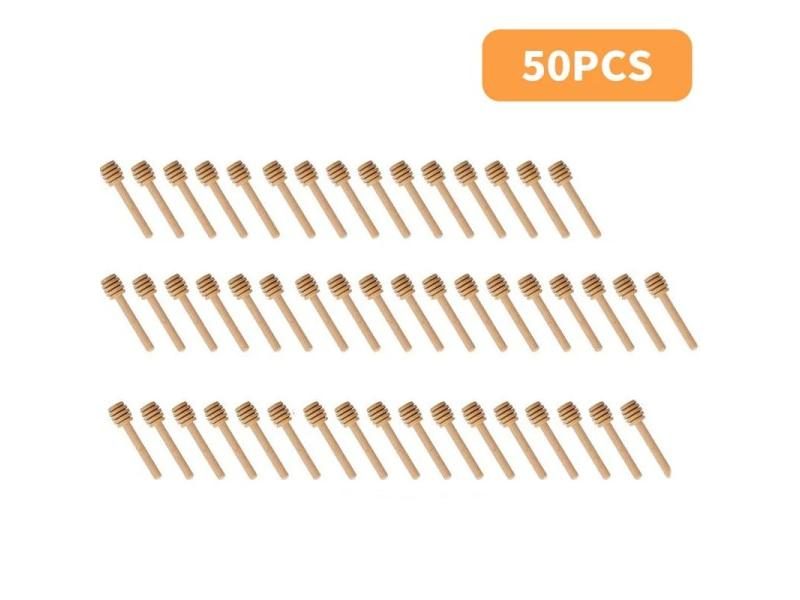 High Quality Honey Stir Bar Mixing Handle Jar Spoon Practical 100Pc Wood Dipper Carousel 1