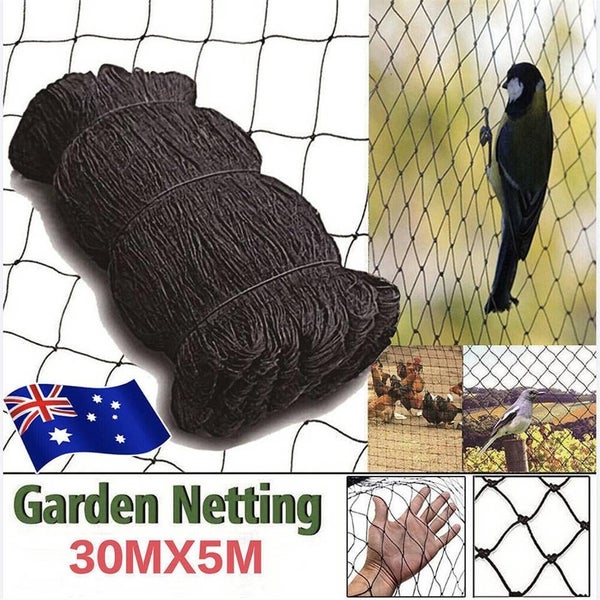Bird Netting Net Anti Pest Commercial Fruit Trees Plant 5X30m Mesh Black Carousel 9