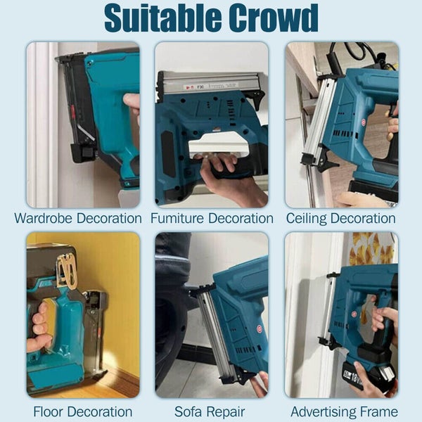 Cordless Brad Nailer Straight Finish Nail Gun For Makita 18V w/ 2 Battery Carousel 7