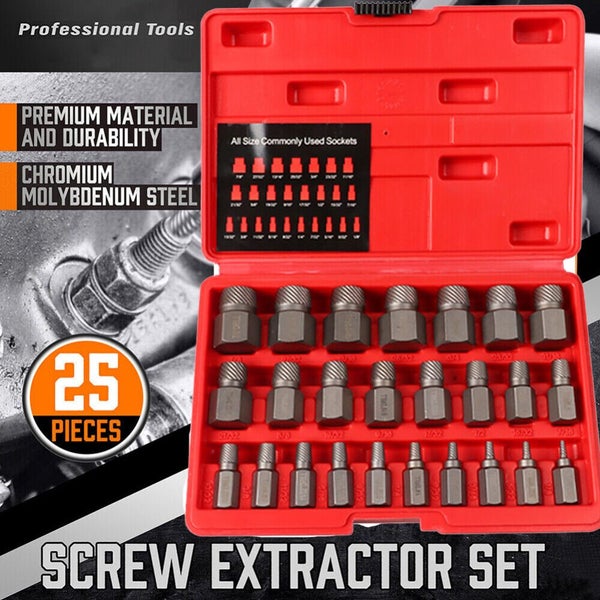 25 Piece Damaged Screw Extractor Set Multi-Spline Easy Out Broken Bolt Remover Carousel 2