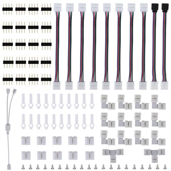 95pcs 10mm Solderless 4-Pin Connector Clip for 5050 RGB LED Strip Light Pow Carousel 1