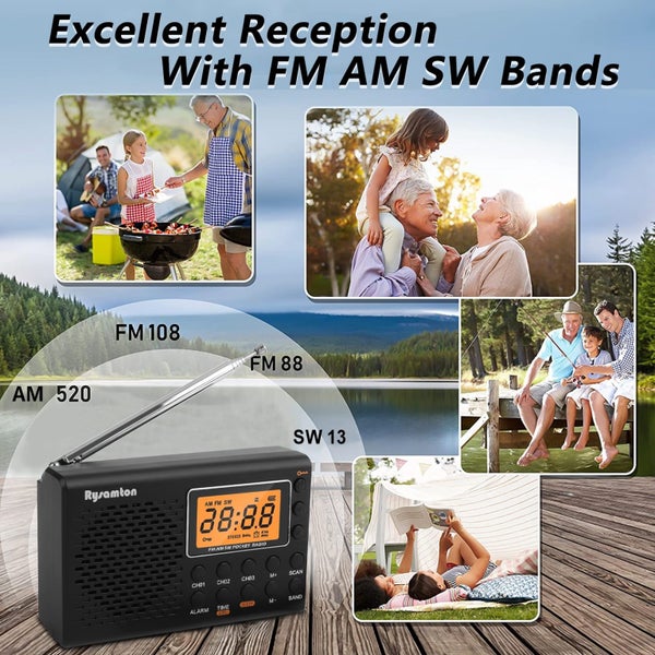 Small AM/FM/SM Radio with Great Reception, Battery Operated Radio with Big Carousel 2