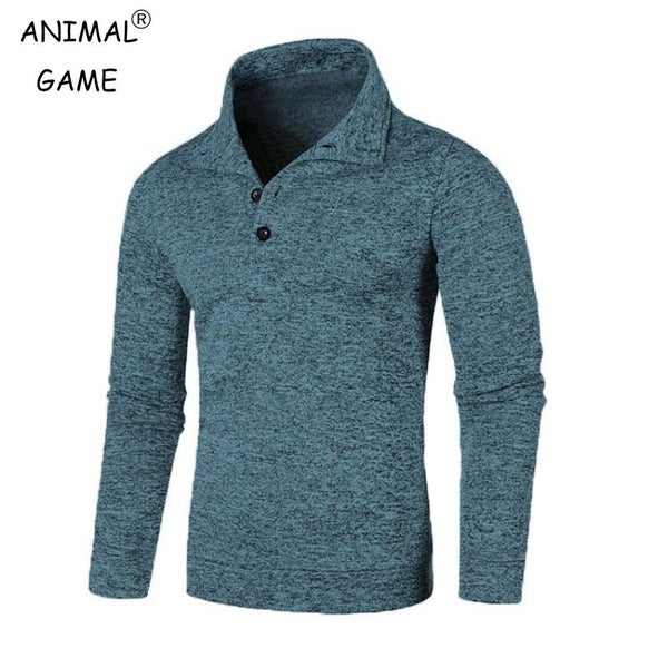 Sweatwear Long Sleeve Solid Color Turtleneck Men Button Winter Autumn Carousel 2