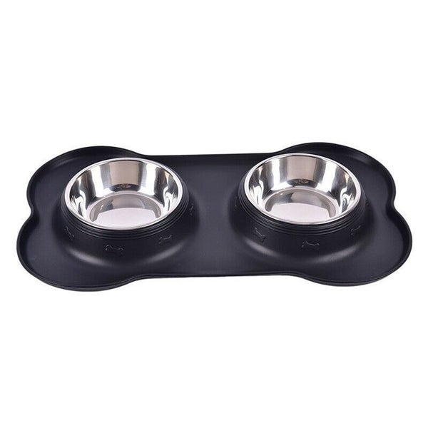 Dog Bowls Double Stainless Steel Pet Bowls No-Spill Silicone NEW Carousel 11