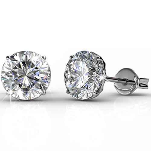 18K White Gold Crystal Stud Earrings "Aimee" Carousel 1