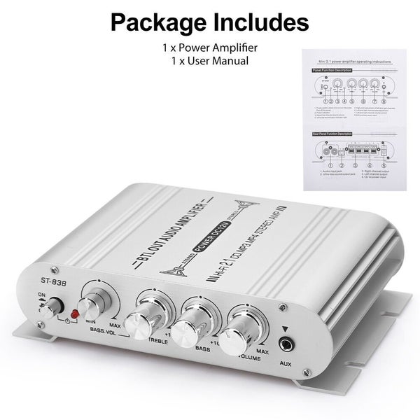 12V 400 Watt Car Audio Stereo Amplifier 2.1Channel HiFi Speaker Power Amp S Carousel 9