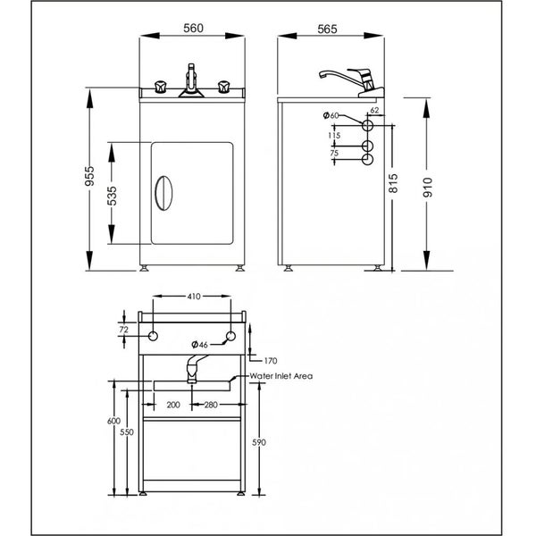 Laundry Tub 560mm with Centre Mixer Carousel 9