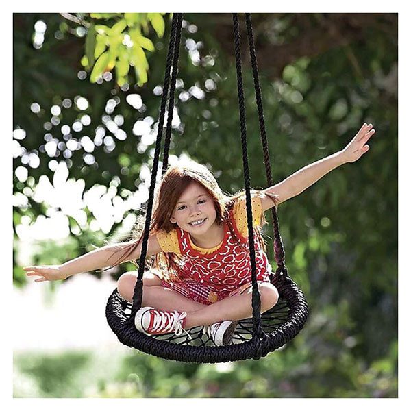 Kids Rope Swing Round Outdoor Birds Nest Spider Web Swing Seat 65Cm Carousel 2