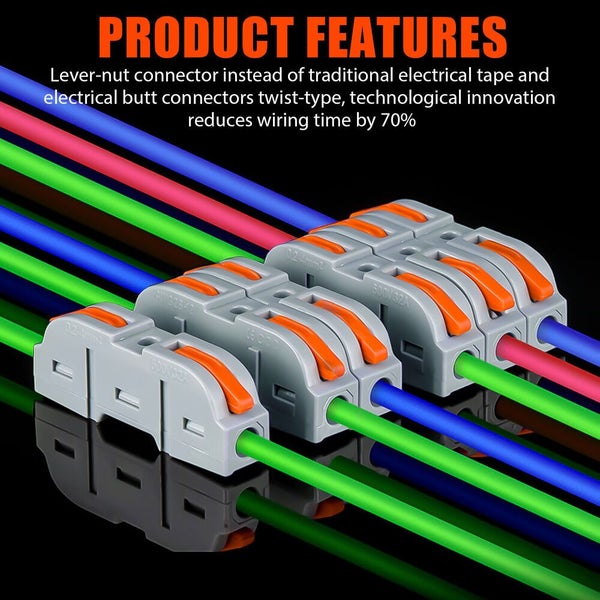 50X Reusable Spring Lever Terminal Block Electric 28-12AWG Wire Cable Conne Carousel 2