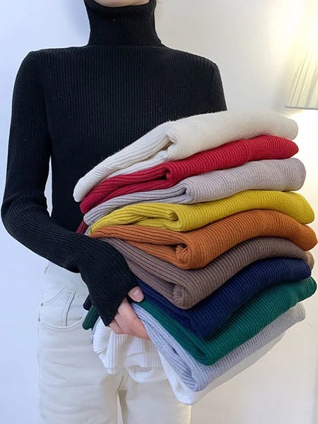 New 2023 Women Pullover Turtleneck Sweater Autumn Long Sleeve Slim Carousel 2