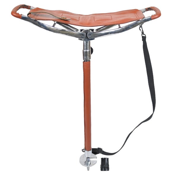 Outdoor Shooting Stick Adjustable Venator Leather Walking Stick Seat Tan Carousel 1