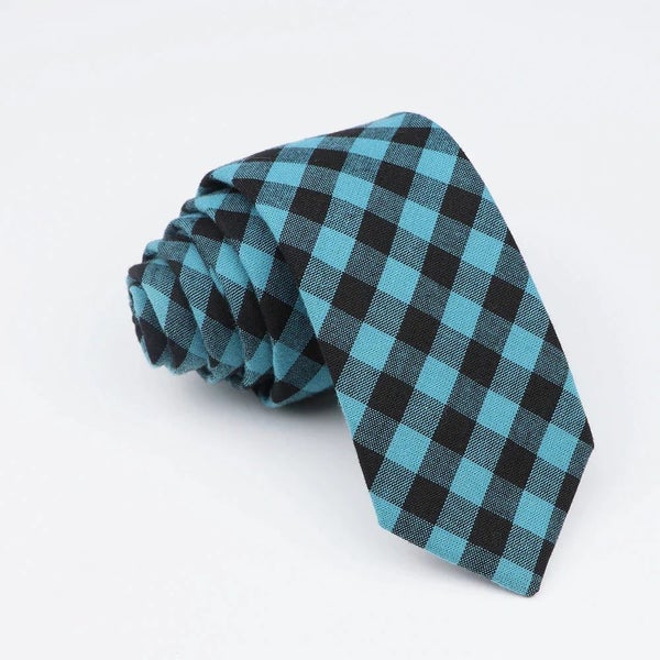 Mens Soft Cotton Striped Plaid Tie Blue Pink Business Wedding Accessory Carousel 7