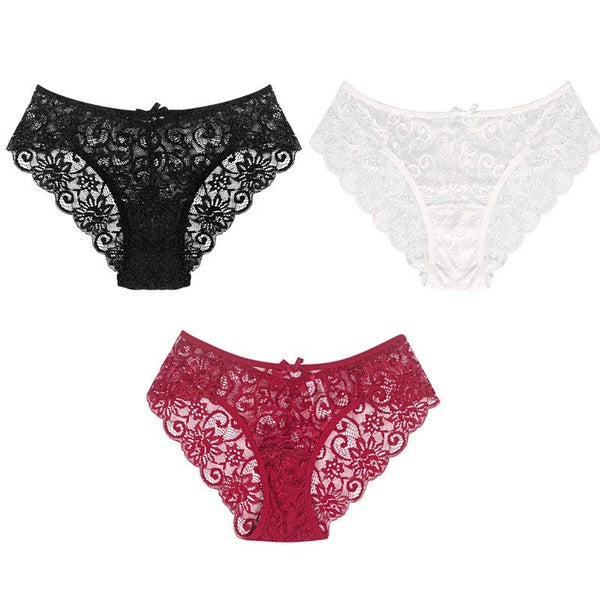 Womens Lace Half Back Coverage Panties - 3 Pack Carousel 1