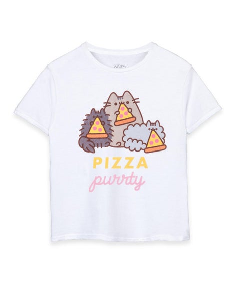 Pusheen White Short Sleeved T-Shirt (Girls) Carousel 1