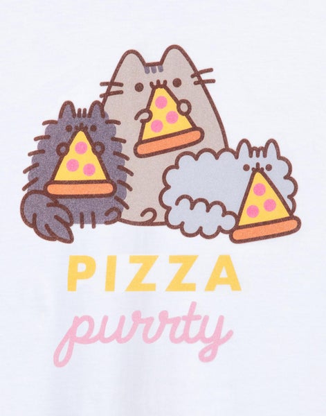 Pusheen White Short Sleeved T-Shirt (Girls) Carousel 2
