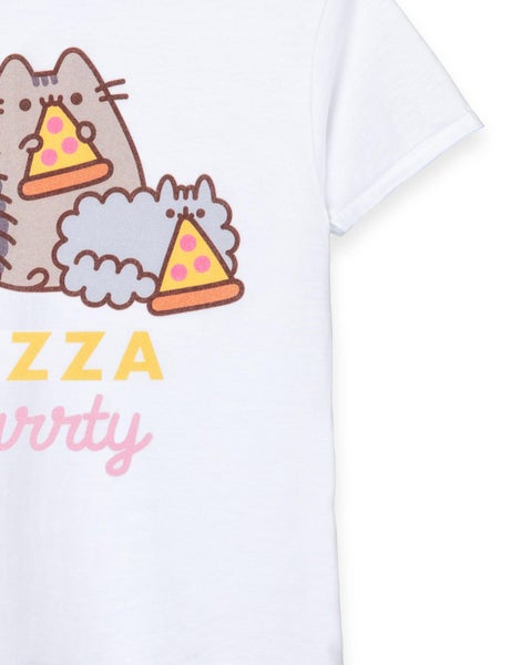 Pusheen White Short Sleeved T-Shirt (Girls) Carousel 4