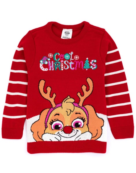 Paw Patrol Red Christmas Jumper (Girls) Carousel 1