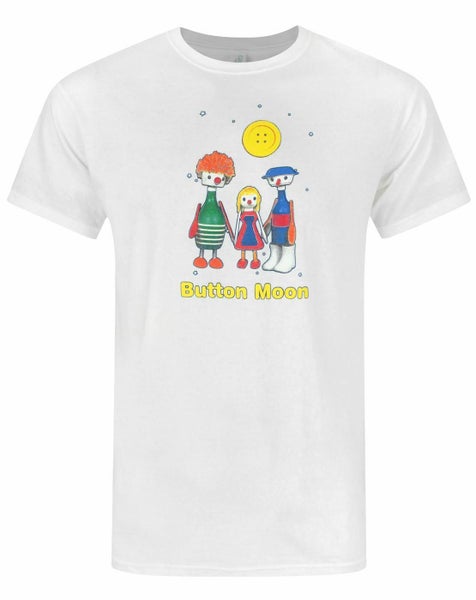 Button Moon White Short Sleeved T-Shirt (Mens) Carousel 1