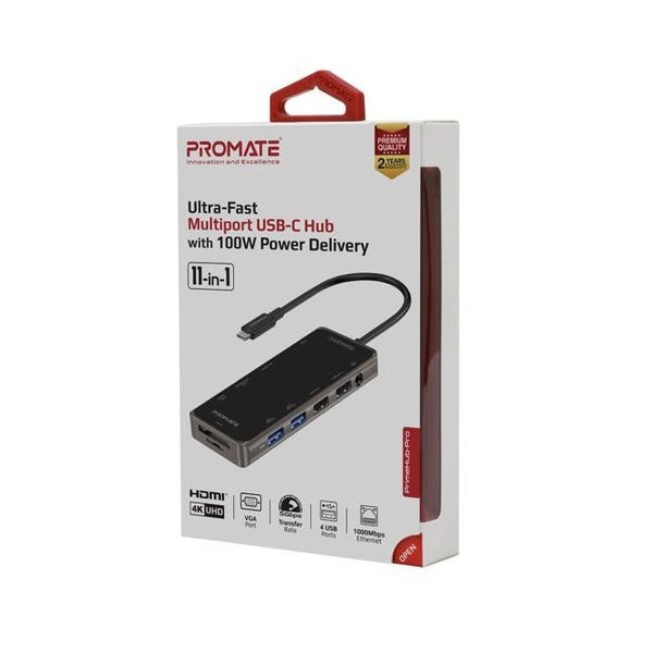 Promate 11-In-1 USB Multi-Port Hub - Grey (PRIMEHUB-PRO.GRY) Carousel 6