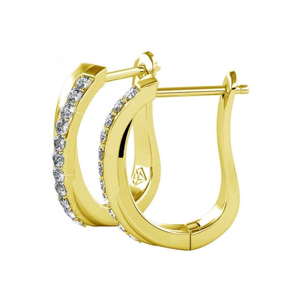 18K Yellow Gold Crystal Huggie Earrings "Celina" Carousel 2