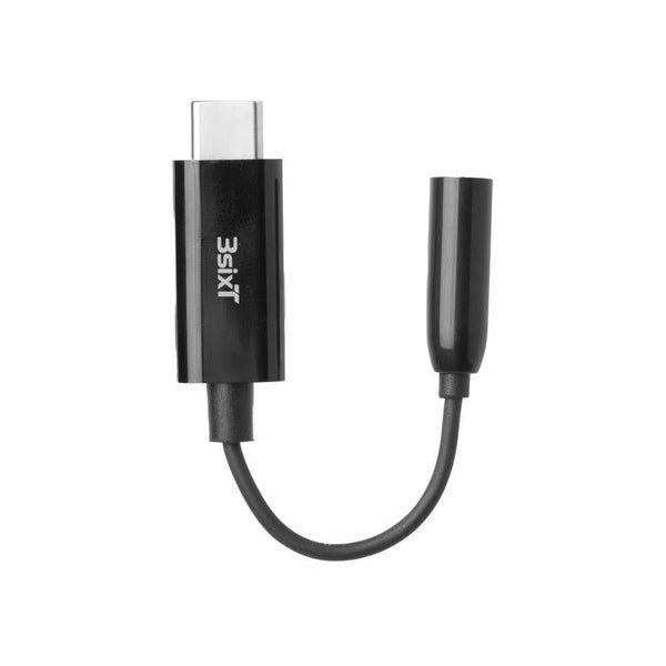 3sixT Hi Res Audio Connector USB-C to 3.5mm Cable - Black Carousel 1