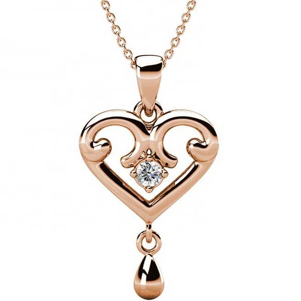 Rose-Gold Crystal Heart Necklace "Elizabeth" Carousel 1