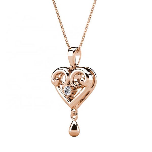 Rose-Gold Crystal Heart Necklace "Elizabeth" Carousel 2