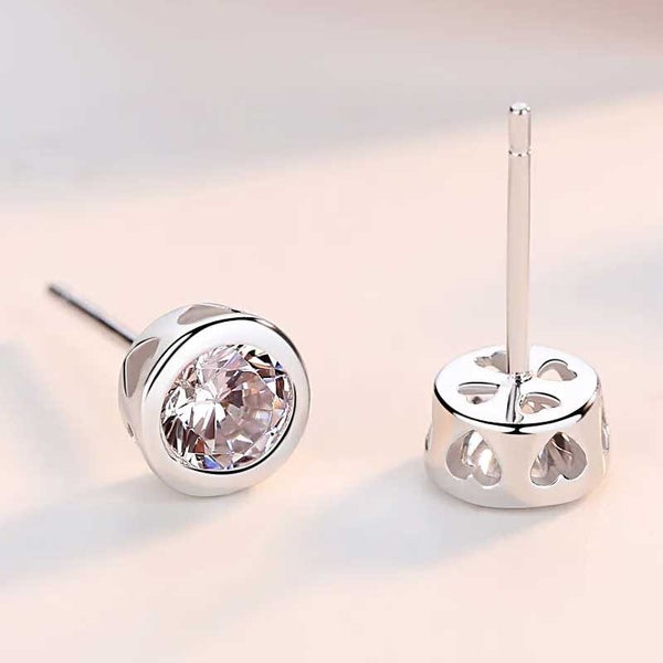 925 Sterling Silver CZ Diamond Studs "Lorena" Carousel 2