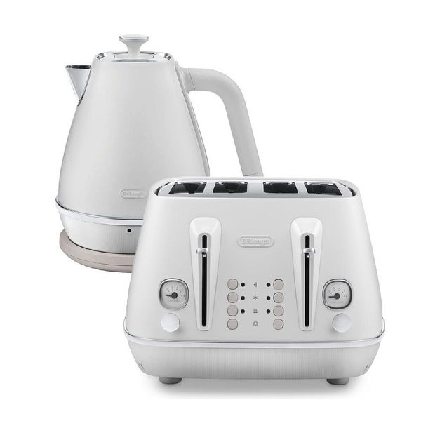 Delonghi Distinta 4-Slice Toaster and Kettle Set - White Carousel 1