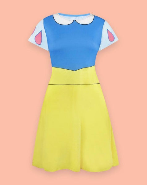 Disney White Short Sleeve Skater Dress (Womens) Carousel 2