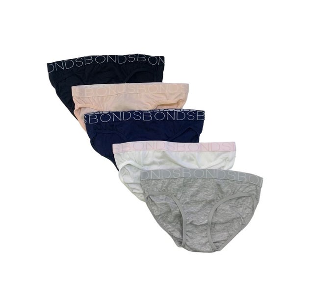 15 x Bonds Girls Bikini Underwear Kids Briefs Black/ White /Grey /Nude /Navy Carousel 1